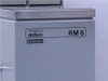 Close-up of MGW Lauda RM6 model label and Brinkmann branding decal on the stainless steel housing