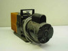 Alcatel CIT-Alcatel 2004A vacuum pump — rear/side view showing Franklin Electric motor with worn insulation wrap and orange finned pump body