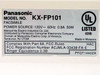 Panasonic KX-FP101 rating label showing 120V 60Hz 0.8A 50W, Made in Malaysia, UL Listed, FCC registration ACJMLA-33438-FA-E