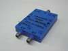 Anaren 7H0119 Balanced Mixer – top label view showing model number, 12.4-18.0 GHz, +BIAS, LO and RF markings on blue anodized housing with SMA connectors
