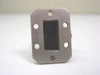 WR75 SMA waveguide adapter — straight-on flange face view showing rectangular WR75 aperture and mounting holes