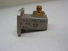 WR75 to SMA waveguide transition — angled view showing SMA connector side and hand-written label AD-75-3MM TT M2 SN 77