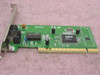 HP 5184-4725 PCI Ethernet card component side showing MPX controller chip, RJ-45 port, CE/FCC marks, and Made in Taiwan marking on green PCB