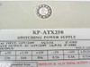 KPI KP-ATX250 specification label showing AC input 115V/230V, output voltages +5V 23A, +3.3V 14A, +12V 10A, and ball bearing fan badge