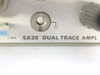 Tektronix 5A38 Dual Trace Amplifier – front panel label close-up showing model designation and BNC ground connector