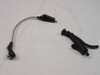 HP 10432A accessories — short ground lead with alligator clip and right-angle connector, plus black probe positioner clip