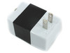 Franzus FR-22 converter bottom view showing two flat US plug prongs for wall outlet connection