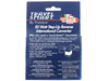 Franzus Travel Smart FR-22 retail box back panel with multilingual product description in English, French, German, and Spanish