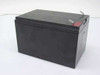 Panasonic LC-RA1212CH1 12V 12Ah sealed lead-acid battery — side view showing black ABS case and spade terminals on top