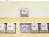 BTC 5339R-0 AT Keyboard – close-up showing missing F5 keycap with exposed key switch mechanism visible