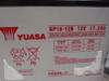 Yuasa NP18-12B 12V 17.2Ah sealed lead-acid battery label — shown for reference only, batteries disposed of and not included