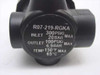 Norgren R07-219-RGKA pressure regulator close-up of rating label: Inlet 300 PSIG / 20 BAR, Outlet 100 PSIG / 6.9 BAR, Temp 150°F / 65°C max