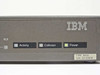 IBM 8222 front panel right-side close-up showing IBM logo, AUI LED, Activity, Collision, and Power indicator LEDs, and TYPE 8222 label