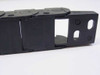 igus 14.2.028 E-Chain angled view showing open link design, interior cable channel, and end bracket mounting slots