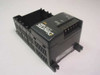 PLC Direct D2-03B DirectLogic 205 base unit — rear/side view showing DIN rail clip, wiring terminal block, and UL certification label