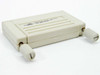 DataMate DM2750-02-68ADR SCSI terminator – top and rear view showing ribbed beige housing, DataMate label, and both captive thumbscrews extended