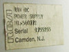 RCA MI-560772 Raw DC Power Supply — adhesive ID label reading: RAW DC POWER SUPPLY, MI-560772, Serial 1755255, RCA Camden N.J.