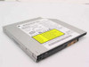 Sony CRX820E slim laptop CD-R/RW/DVD-ROM combo drive — top/front angle showing Sony label, Apple barcode, and yellow rating sticker