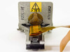 IBM 4208 printhead top/front face showing part number F27C19T, 87X9362, and caution label indicating surface temperature exceeds 70°C