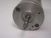 Indiana General 2219D-1B DC motor — front end view showing output shaft, central bearing, mounting screw holes, and keyway on shaft