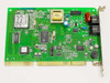 Practical Peripherals 08-02762 56K ISA internal modem — component side showing main modem chipset, transformer, and RJ-11 bracket connectors