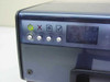 HP Deskjet 6840 front control panel close-up showing power button lit green, cancel/resume/document buttons, Wi-Fi indicator display, and signal strength icon
