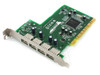 Adaptec AUA-4000B USB2Connect PCI card – angled front view showing four USB 2.0 ports on bracket and main controller chip