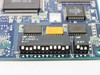 Madge Blue+ 16/4 ISA Token Ring Card – close-up of DIP switch banks SW1 and SW2 and AMP connector IC on PCB