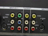 Philips 55PW9317 rear panel close-up — Input-AV1 composite and S-Video inputs, component Y/Pb/Pr jacks, and A/V output section