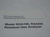 Stanford Research Systems Model RGA100, RGA200 Residual Gas Analyzer Operating Manual and Progra