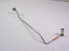 CTI Cryogenics 8143215 G002 supply line — opposite-angle full length view showing bent stainless tube, male panel-mount fitting at left and female Aeroquip coupling with orange band at right