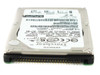 Hitachi Travelstar HTS548040M9AT00 40GB laptop hard drive — angled view of PATA connector and underside label detail