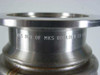Close-up of MKS HPS vacuum bellows flange engraved with HPS DIV OF MKS BOULDER CO USA