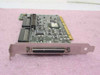 Adaptec ASC-29160 Ultra160 SCSI PCI controller card – angled top view showing PCB, external 68-pin HD connector bracket, and internal SCSI header