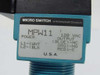 Micro Switch MPW11 power module label closeup — shows 120 VAC power, NC/NO/C relay output wiring: Blue (NC), Orange (NO), Red (C), Made in U.S.A.