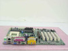Intel D815EEA Socket 370 ATX motherboard front view showing I/O panel with PS/2, USB, VGA, LPT, and RJ-45 ports, PCI slots, and AGP slot