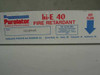 Purolator Hi-E 40 box label showing Hi-E 40 Fire Retardant, size 12x24x2, UL classification, and air flow direction arrow
