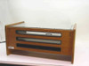 Ring King 79401 Quiet Print sound enclosure – side view showing oak wood sides, horizontal smoked acrylic ventilation slots, and top glass panel