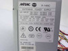 Mitac X-145C label showing model number, AC input specs, DC output ratings, part number 124848-001 and spare 127999-001