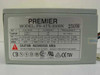 Premier PS-ATX-250SN label detail showing voltage, current, and frequency specifications on side panel