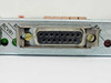 Bay Networks DSDE 5430 module card — close-up of DB15 connector port area showing RCVR1 and XMT labels with green and red LED status indicators