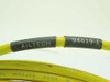 Close-up of Ailtech 94619-1 heat-shrink label on yellow Belden 9222 triax cable