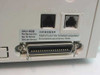 Samsung SF-5100 rear panel showing LINE and EXT RJ-11 phone jacks and 36-pin Centronics parallel port with service label