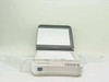 Canon PC150 personal copier open with lid raised, glass platen exposed, and paper output tray extended