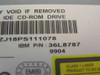 LG CRD-8400B label close-up showing IBM P/N 36L8787, serial ZJ18PS111078, and Class 1 Laser notice
