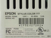 Epson Stylus Color 777 P230A — bottom label showing model number, 120V 50-60Hz 0.4A rating, FCC and UL markings, serial number