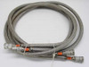CTI-Cryogenics D3592-252-P20 10 ft matched pair stainless steel braided cryo pump compressor flex lines coiled together showing quick-disconnect fittings and orange safety collars