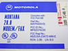 Motorola Montana 28.8 Modem/Fax – close-up of rear label with part number, FCC ID, and compliance markings
