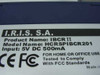I.R.I.S. SA IBCR II label showing model HCRSPIBCR201, input 5V DC 500mA, CE and FCC markings