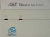 Close-up of AST Bravo MS P/100 front panel nameplate with power and HDD activity LEDs and Intel Inside Pentium sticker